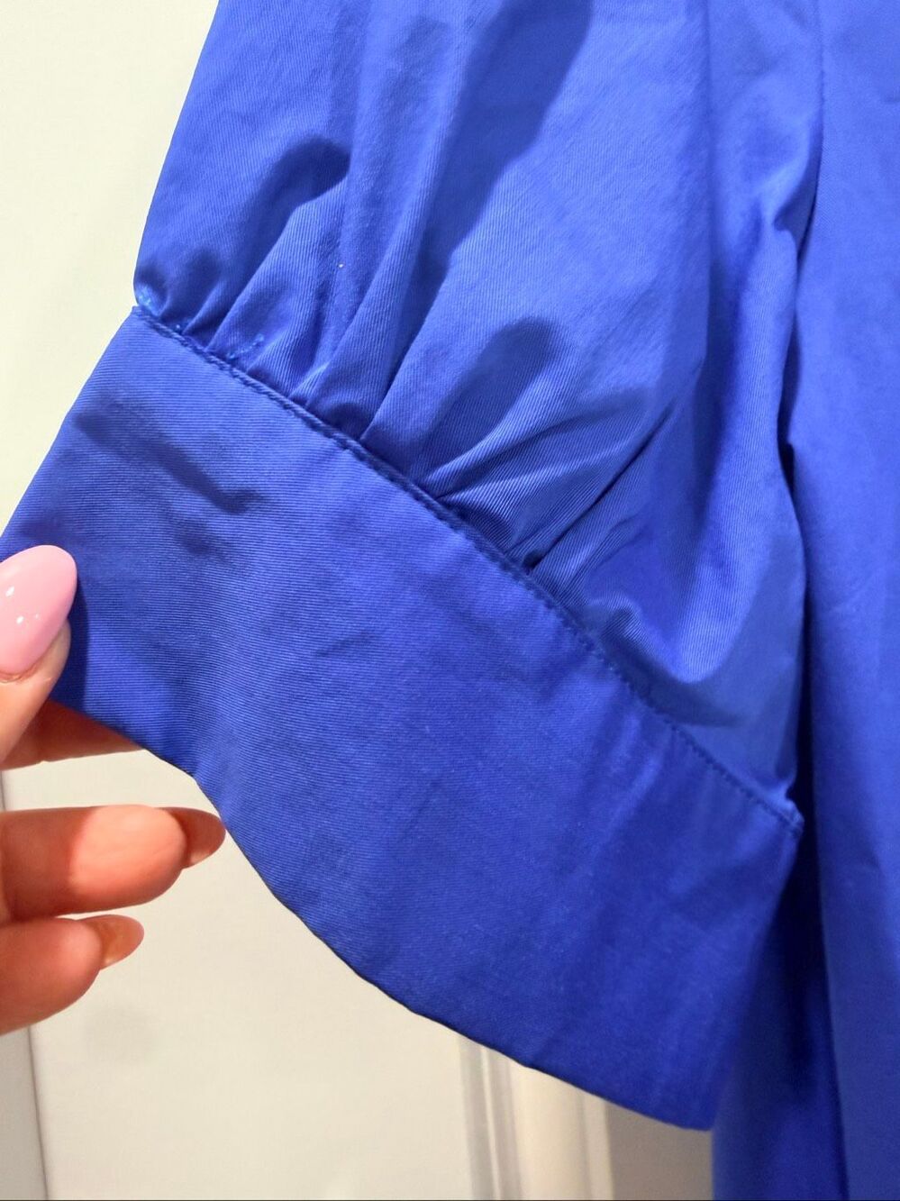 Royal Blue Short Sleeve Button Front Shirt Dress Midi Pocket Size S - Picture 3 of 7